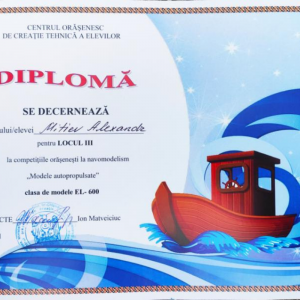 Diplome acordate elevilor la competițiile orășenești navomodelism