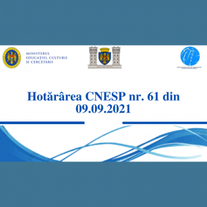 Hotărârea CNESP nr. 61 din 09 septembrie 2021