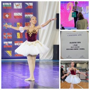 Поздравляем Головатюк Софию, ученицу 4 „А” класса с победой (1 место) в конкурсе „INTERNATIONAL DANCE” в номинации „Балет”